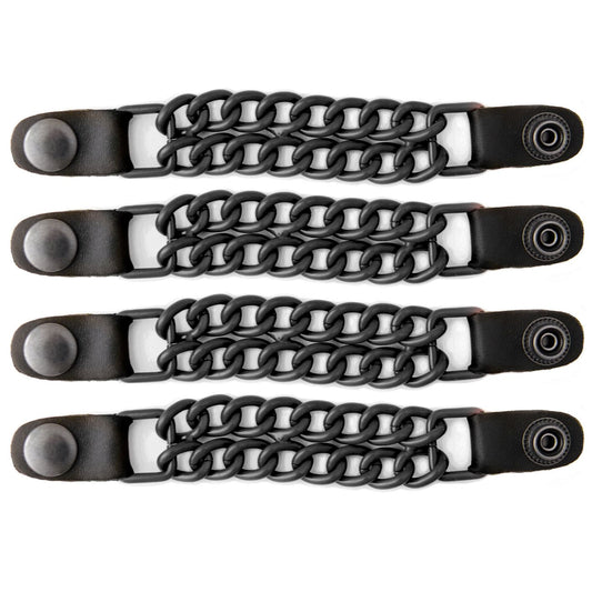Milwaukee Leather MLA6095 Black 4 Inch 4-PCS Vest Extender Set - Double Chrome Chains w/ Genuine Leather