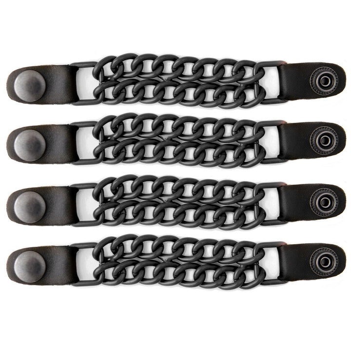 Milwaukee Leather MLA6095 Black 4 Inch 4-PCS Vest Extender Set - Double Chrome Chains w/ Genuine Leather