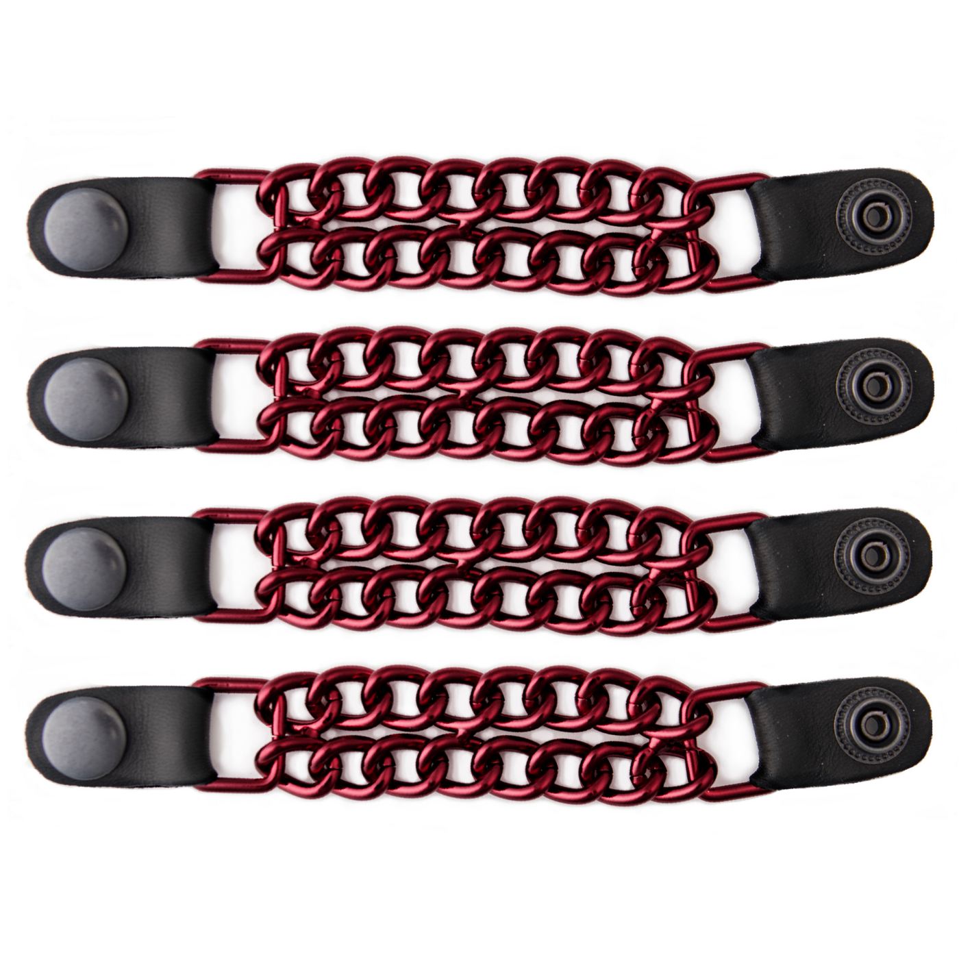 Milwaukee Leather MLA6096 Candy Red 4 Inch 4-PCS Vest Extender Set - Double Chrome Chains w/ Genuine Leather