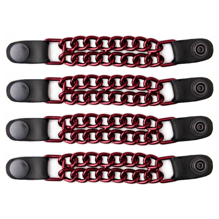 Milwaukee Leather MLA6096 Candy Red 4 Inch 4-PCS Vest Extender Set - Double Chrome Chains w/ Genuine Leather