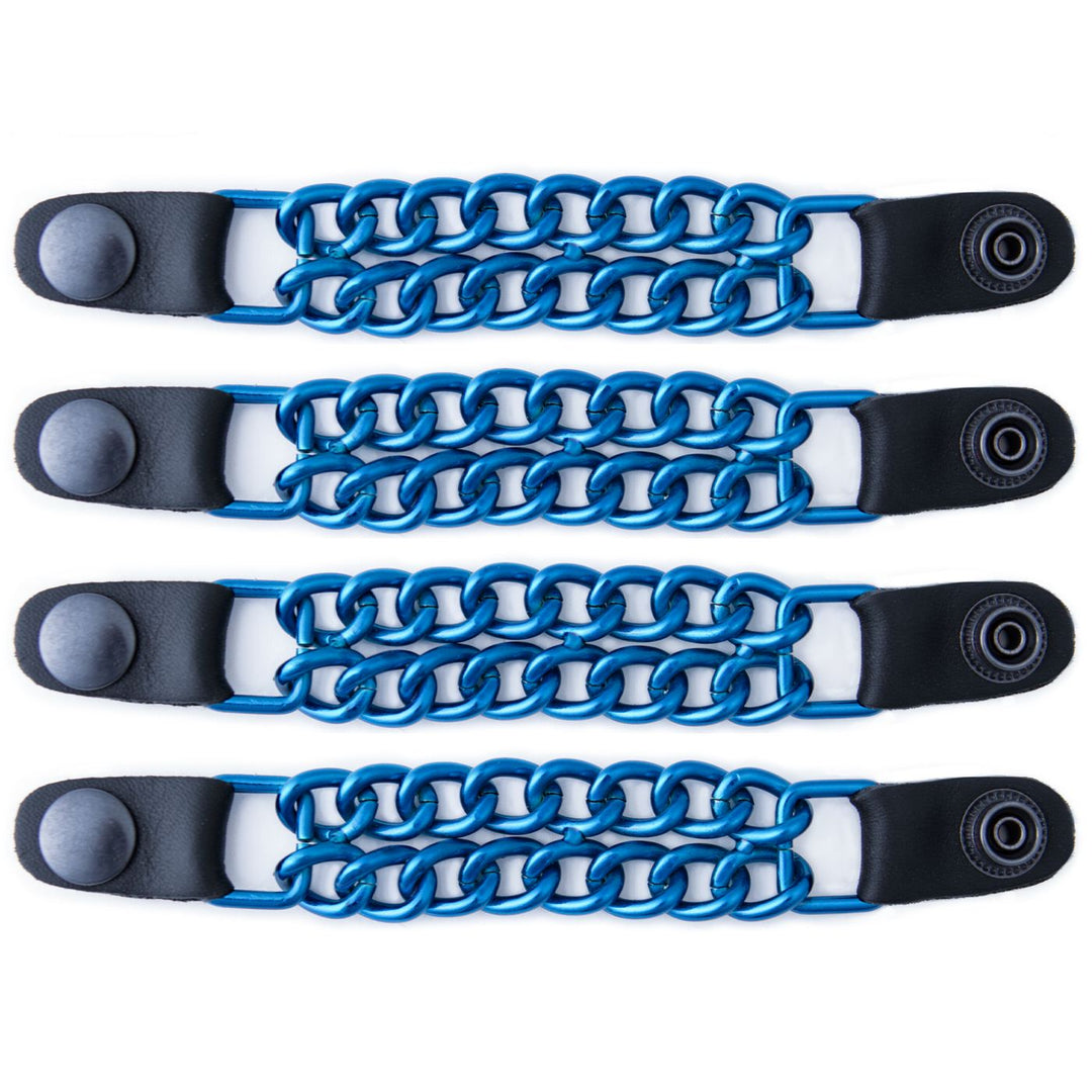 Milwaukee Leather MLA6097 Candy Blue 4 Inch 4-PCS Vest Extender Set - Double Chrome Chains w/ Genuine Leather