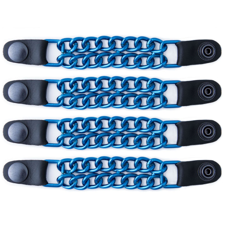 Milwaukee Leather MLA6097 Candy Blue 4 Inch 4-PCS Vest Extender Set - Double Chrome Chains w/ Genuine Leather