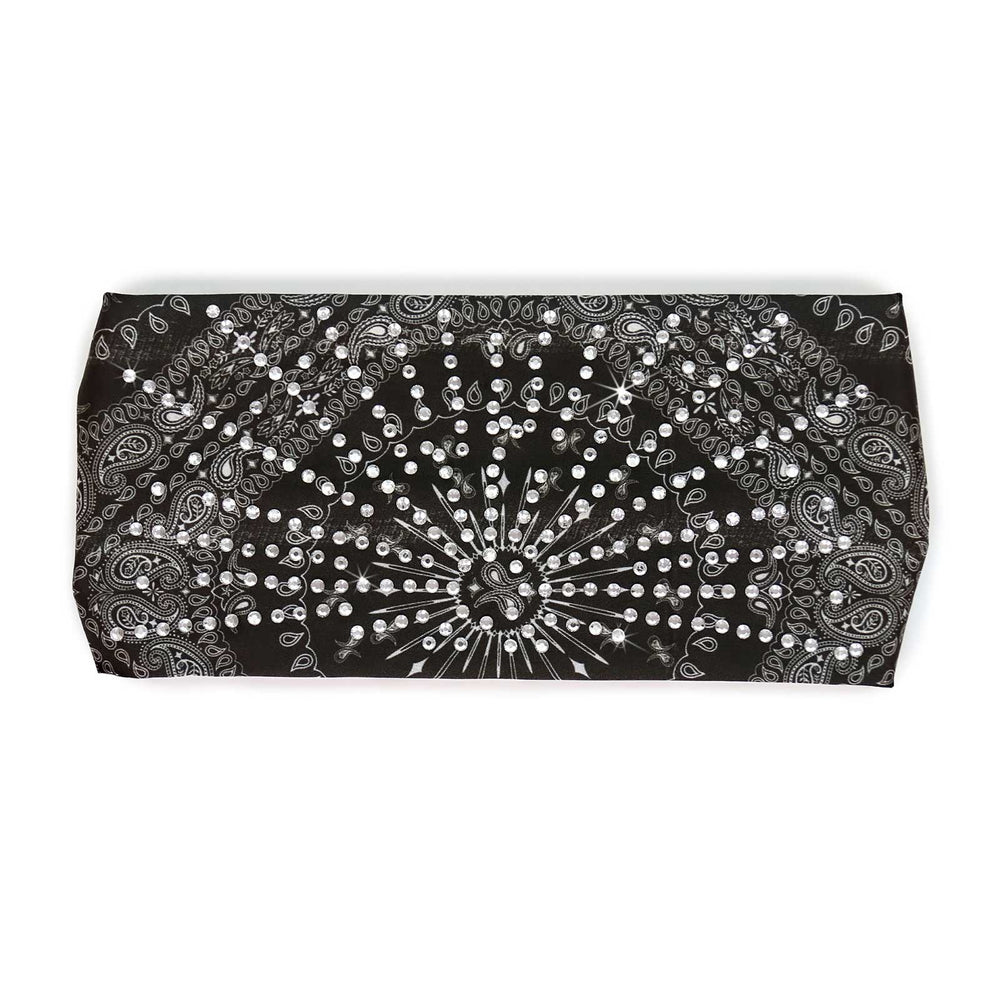 Milwaukee Leather | Bling Designed Wide Headbands-Headwraps for Women Biker bandana Classic Black- MLA8004