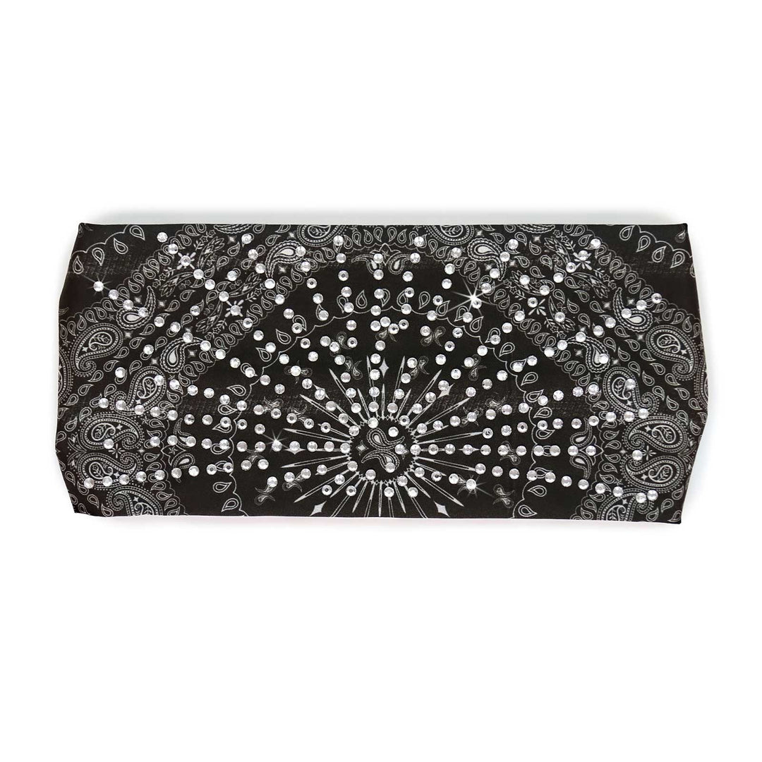 Milwaukee Leather | Bling Designed Wide Headbands-Headwraps for Women Biker bandana Classic Black- MLA8004