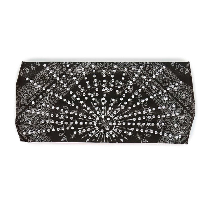 Milwaukee Leather | Bling Designed Wide Headbands-Headwraps for Women Biker bandana Classic Black- MLA8004