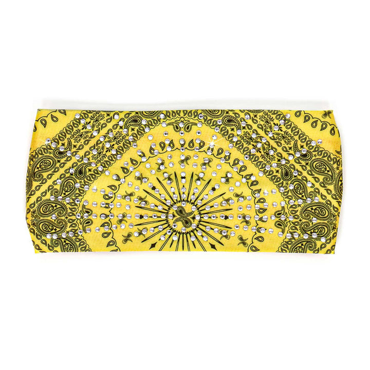 Milwaukee Leather | Bling Designed Wide Headbands-Headwraps for Women Biker bandana Classic Yellow- MLA8011