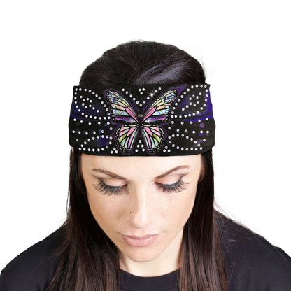 Milwaukee Leather | Bling Designed Wide Headbands-Headwraps for Women Biker Bandana with Butterfly - MLA8015