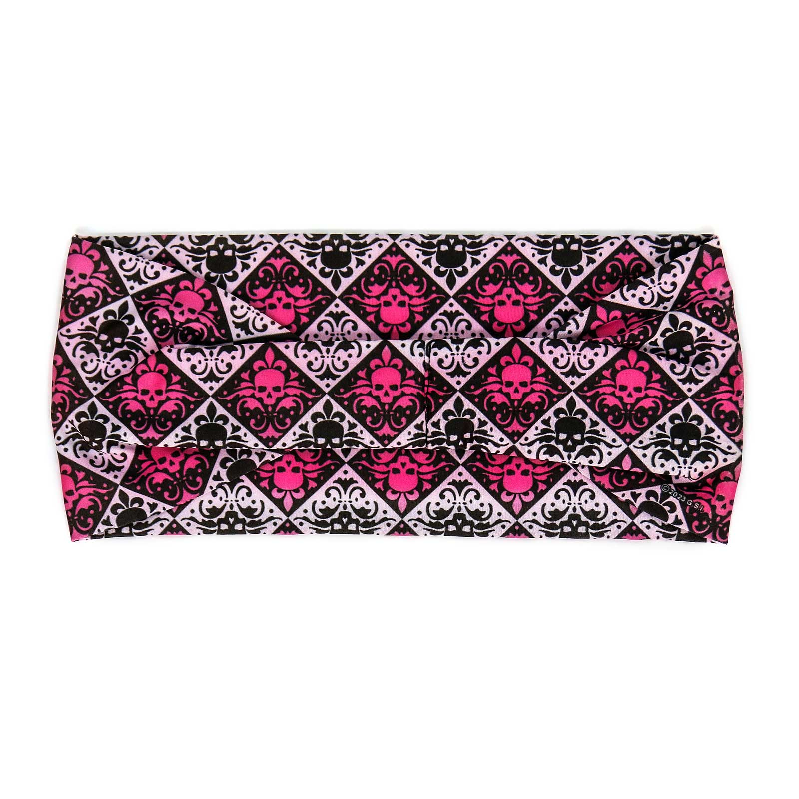 Milwaukee Leather | Bling Designed Wide Headbands-Headwraps for Women Biker Bandana with Fleur De Skulls - MLA8022