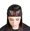Milwaukee Leather | Bling Designed Wide Headbands-Headwraps for Women Biker Bandana with Flaming Rose - MLA8023
