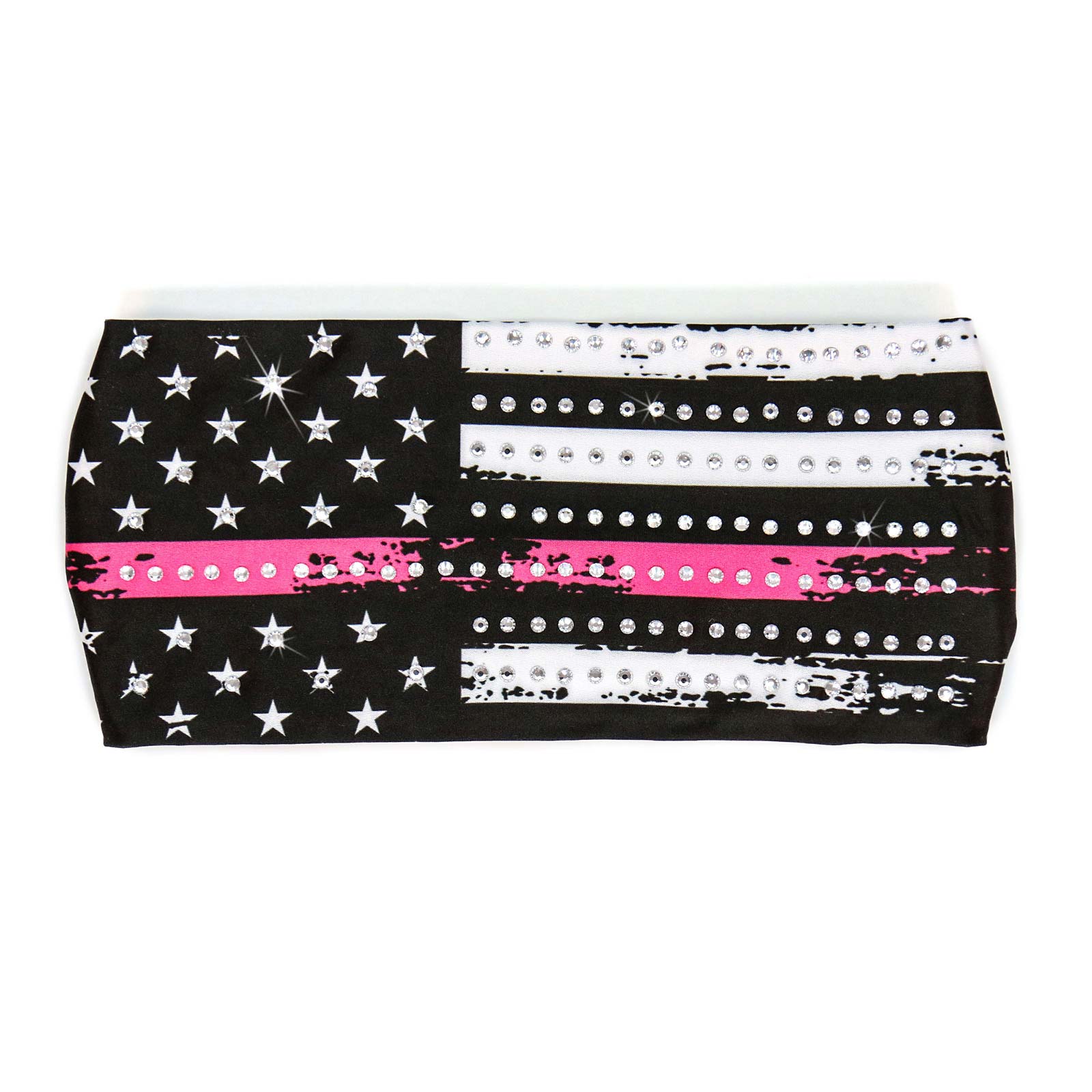 Milwaukee Leather | Bling Designed Wide Headbands-Headwraps for Women Biker Bandana with Pink Flag - MLA8033