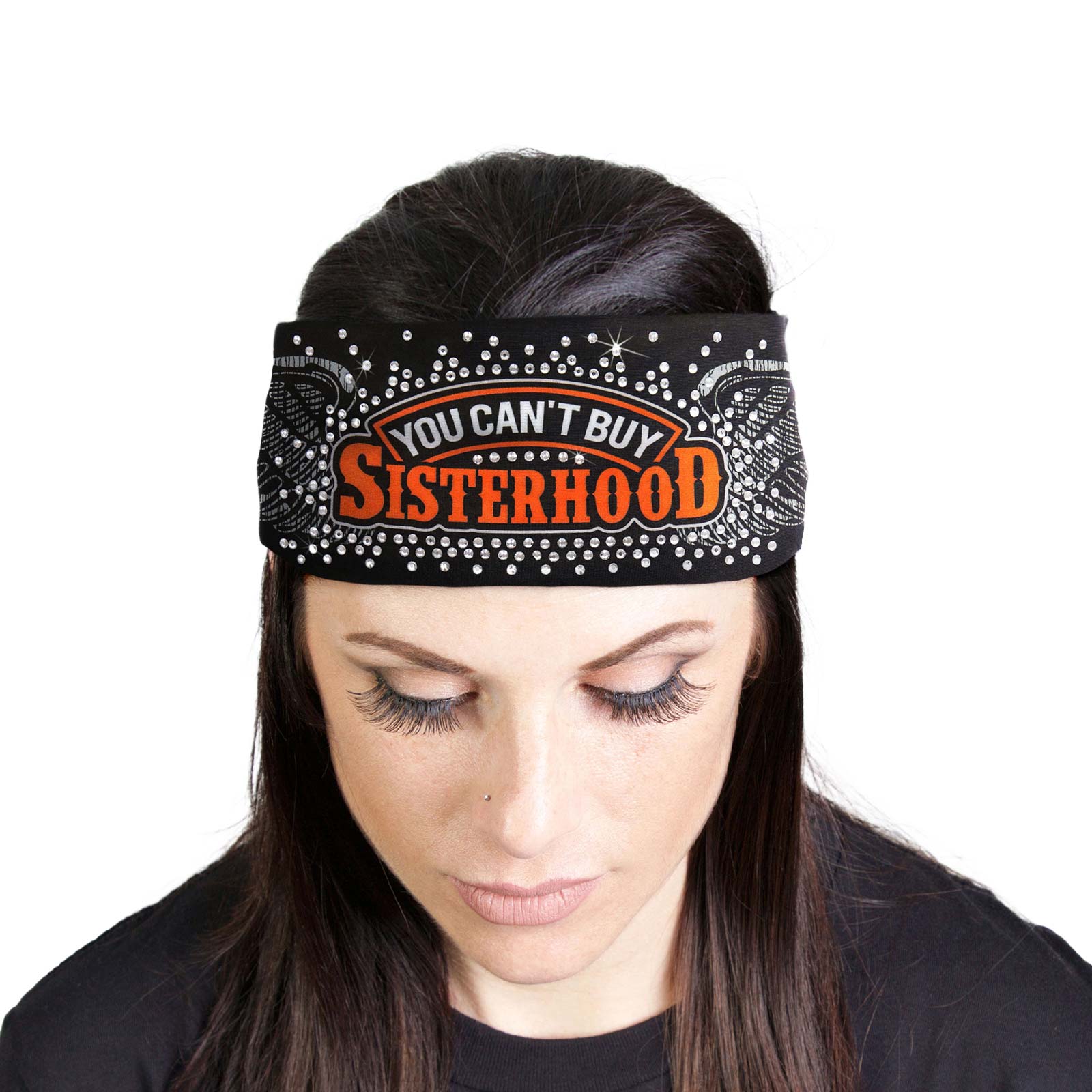 Milwaukee Leather | Bling Designed Wide Headbands-Headwraps for Women Biker Bandana with Sisterhood - MLA8040