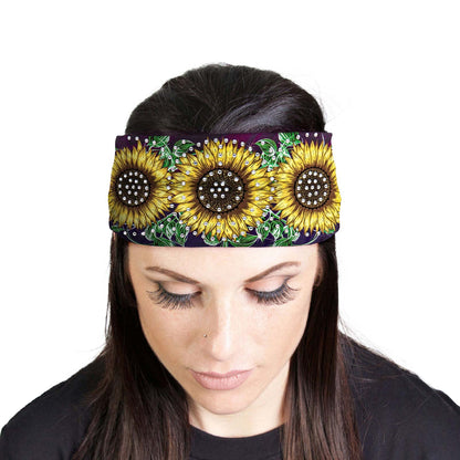 Milwaukee Leather | Bling Designed Wide Headbands-Headwraps for Women Biker Bandana with Sun Flower - MLA8044