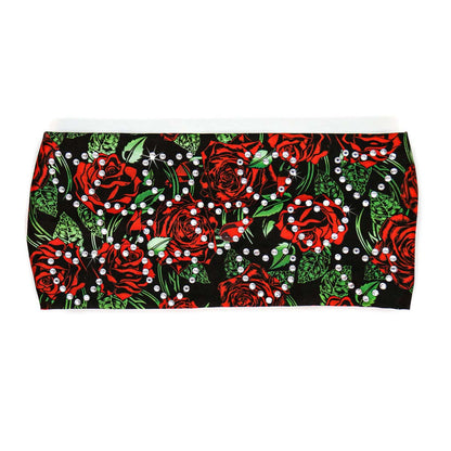 Milwaukee Leather | Bling Designed Wide Headbands-Headwraps for Women Biker Bandana with Wild Roses- MLA8051