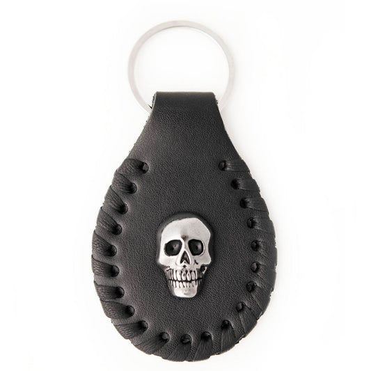 Milwaukee Leather Black Skull Head Pewter Emblem Key Chain - MLA9505