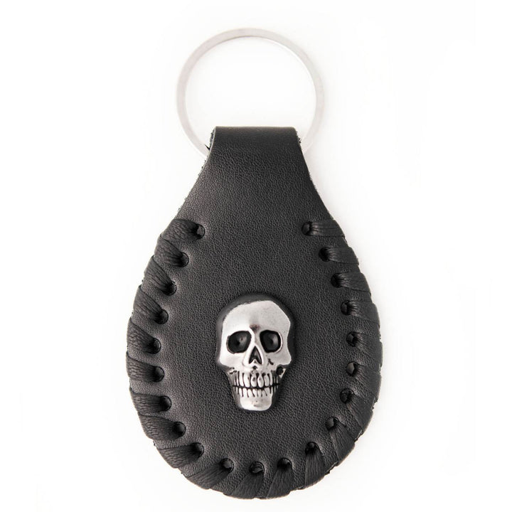 Milwaukee Leather Black Skull Head Pewter Emblem Key Chain - MLA9505