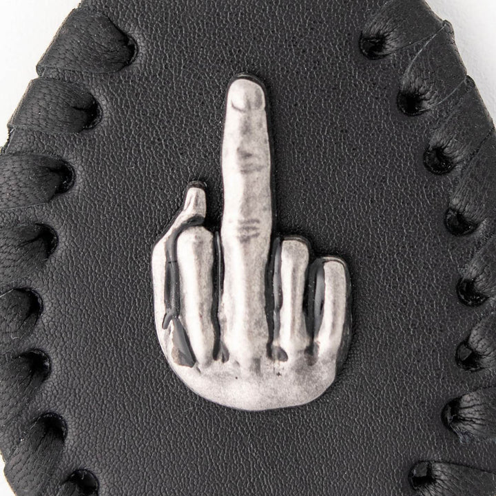 Milwaukee Leather Black Middle Finger Pewter Emblem Key Chain - MLA9508