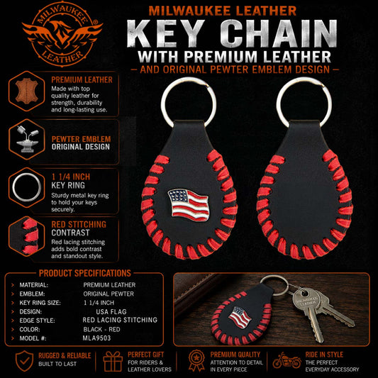 Milwaukee Leather Black Key Chain MLA9514
