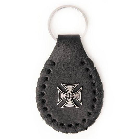 Milwaukee Leather Black Iron Cross Pewter Emblem Key Chain - MLA9518