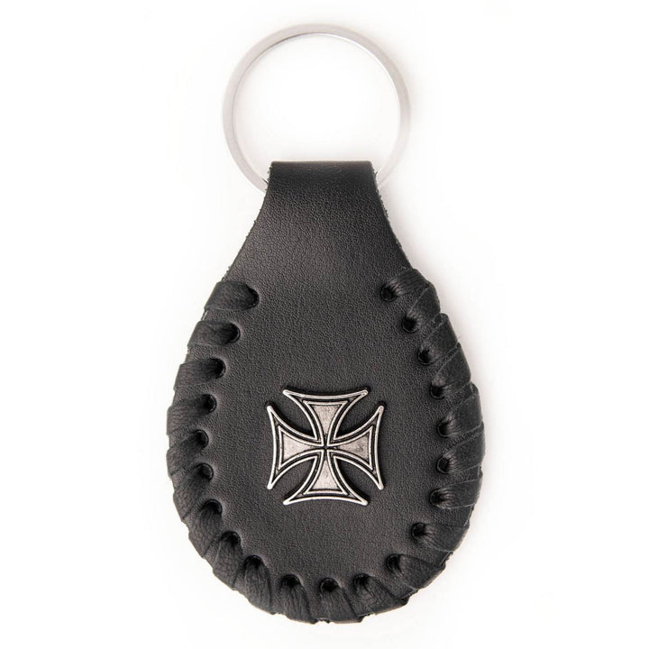 Milwaukee Leather Black Iron Cross Pewter Emblem Key Chain - MLA9518