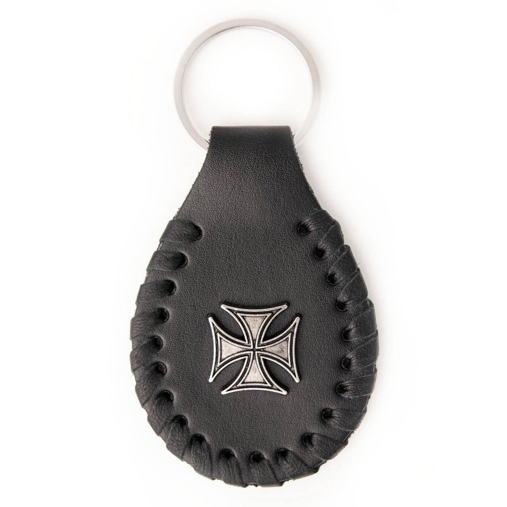 Milwaukee Leather Black Iron Cross Pewter Emblem Key Chain