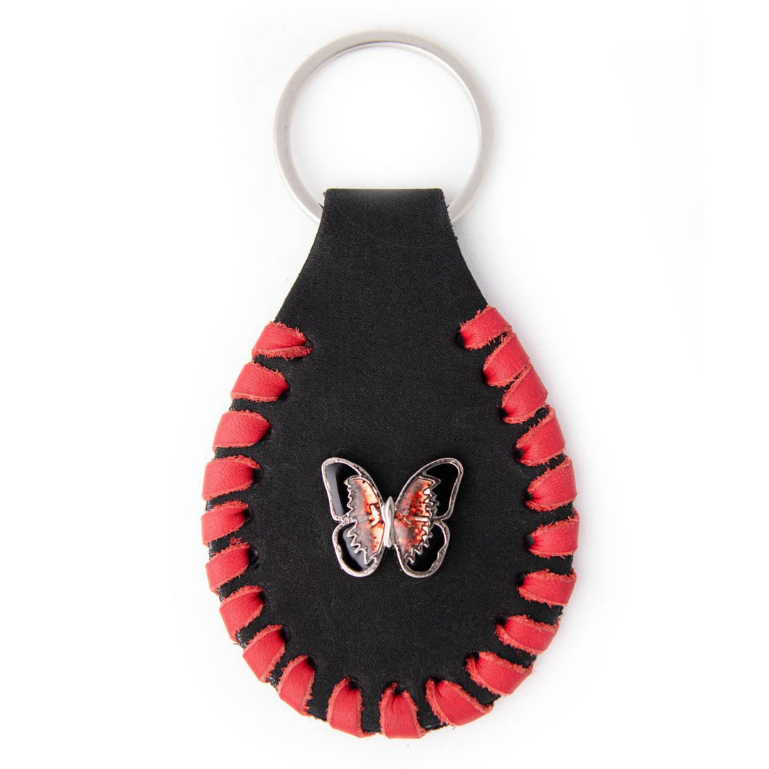 Milwaukee Leather Black -Red Butterfly Pewter Emblem Key Chain - MLA9521
