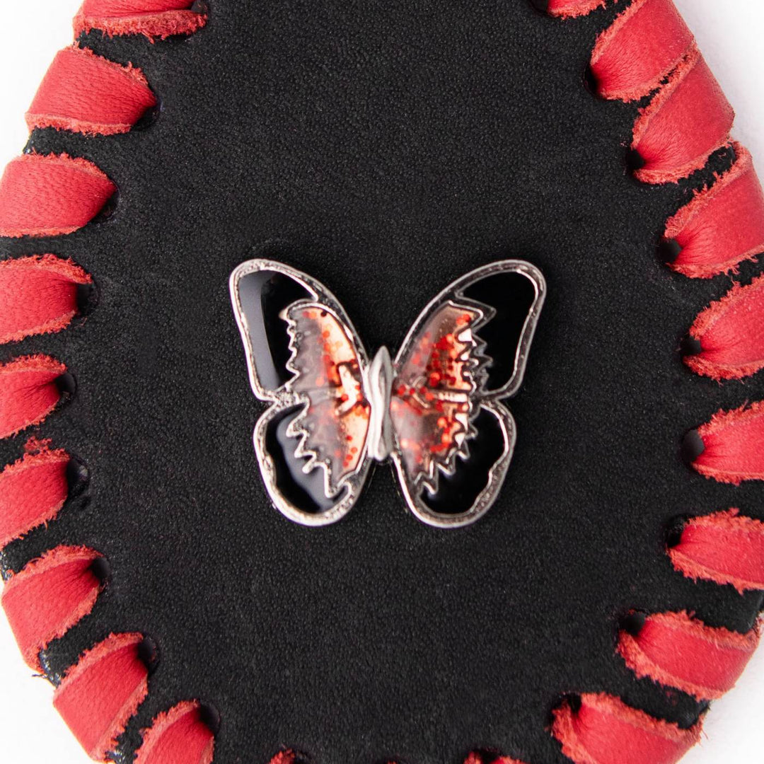 Milwaukee Leather Black -Red Butterfly Pewter Emblem Key Chain - MLA9521