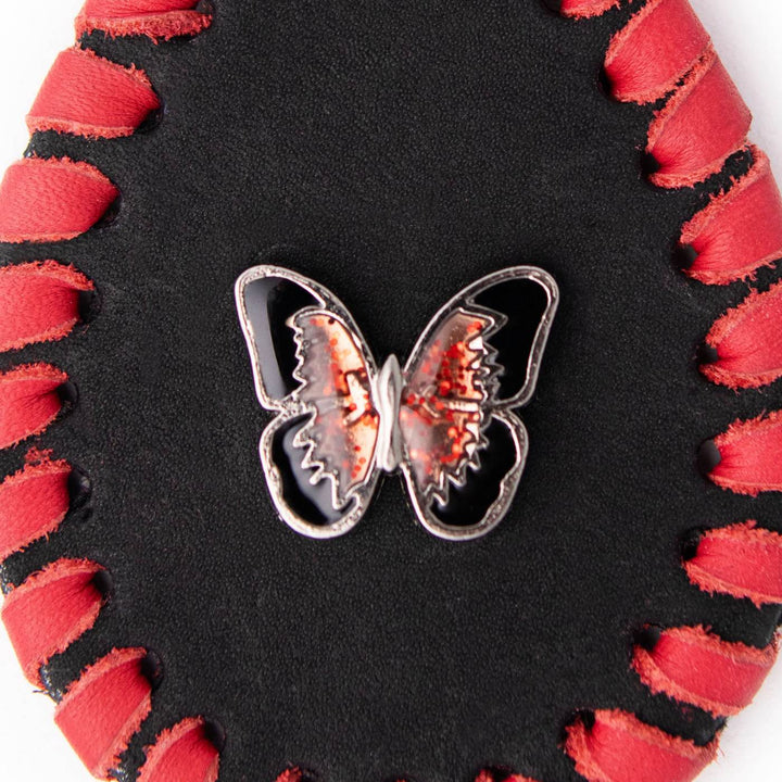 Milwaukee Leather Black -Red Butterfly Pewter Emblem Key Chain - MLA9521