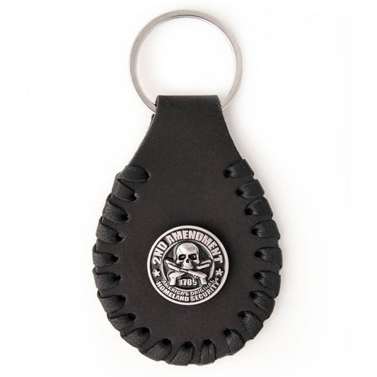 Milwaukee Leather Black 2nd Amendment Pewter Emblem Key Chain - MLA9523