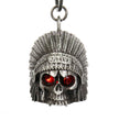 Milwaukee Leather MLB9009 'Native Skull with Red Eyes' Motorcycle Good Luck Bell | Key Chain Accessory for Bikers