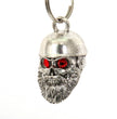Milwaukee Leather MLB9022 'Beared Red Eye Skull with Helmet' Motorcycle Good Luck Bell | Key Chain Accessory for Bikers