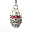 Milwaukee Leather MLB9022 'Beared Red Eye Skull with Helmet' Motorcycle Good Luck Bell | Key Chain Accessory for Bikers