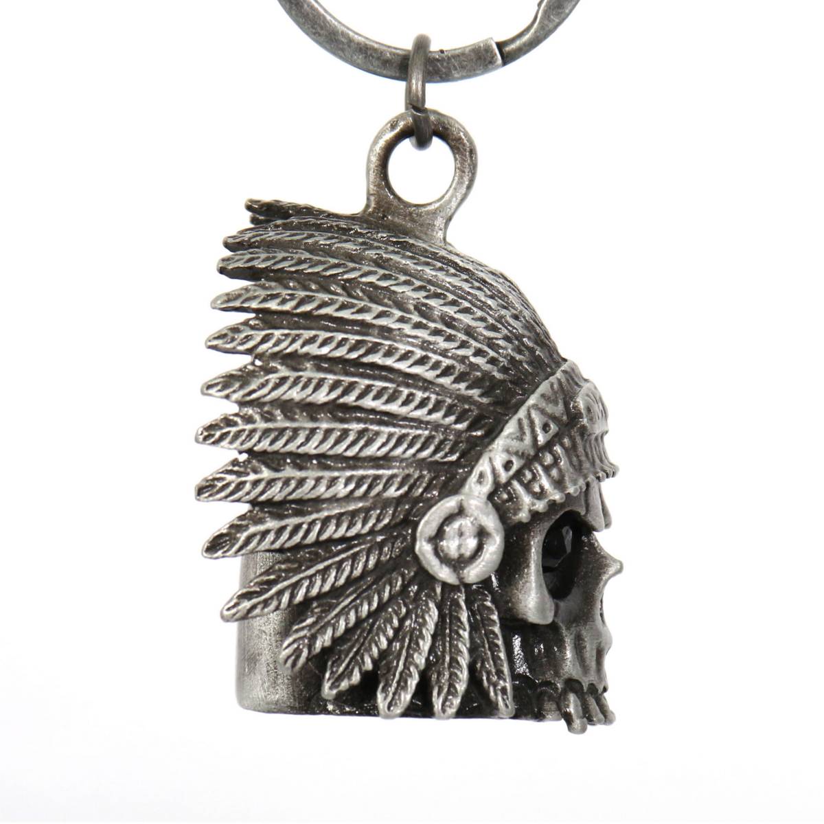 Milwaukee Leather MLB9025 'Native Skull with Black Eyes' Motorcycle Good Luck Bell | Key Chain Accessory for Bikers