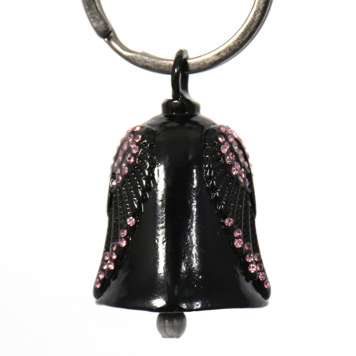 Milwaukee Leather MLB9027 Black 'Wings with Pink Diamonds' Motorcycle Good Luck Bell | Key Chain Accessory for Bikers