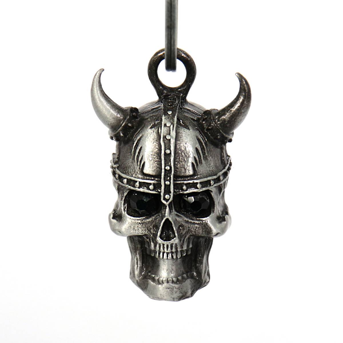 Milwaukee Leather MLB9052 'Viking Skull Horns with Black Eyes' Motorcycle Good Luck Bell | Key Chain Accessory for Bikers