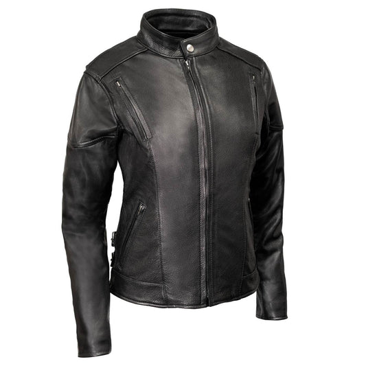 Milwaukee Leather USA MADE MLJKL5001 Women's Black Foxy Premium Motorcycle Leather Jacket with Vents