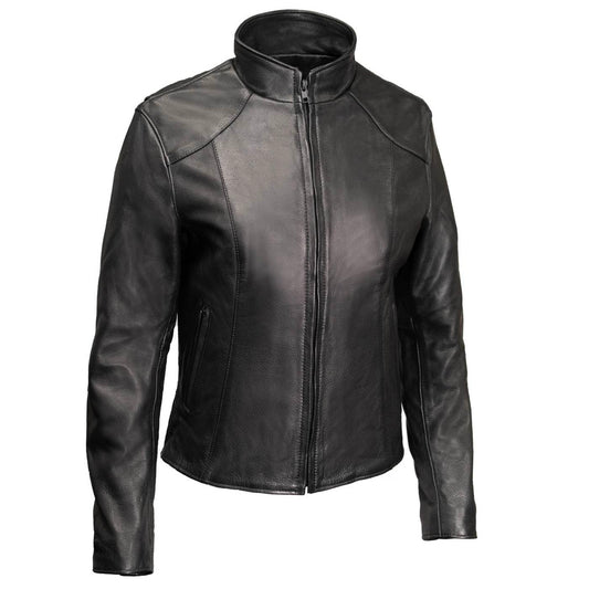 Milwaukee Leather USA MADE MLJKL5003 Women's Black Serene Clean Cut Premium Motorcycle Leather Jacket