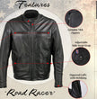 Milwaukee Leather USA MADE MLJKM5001 Men's Black Road Racer Premium Leather Motorcycle Jacket