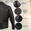 Milwaukee Leather USA MADE MLJKM5002 Men's Black Air Stream Vented Premium Leather Motorcycle Jacket with Side Laces