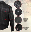 Milwaukee Leather USA MADE MLJKM5003 Men's Black Echo Premium Leather Motorcycle Jacket with Reflective Piping