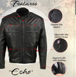 Milwaukee Leather USA MADE MLJKM5003 Men's Black Echo Premium Leather Motorcycle Jacket with Reflective Piping