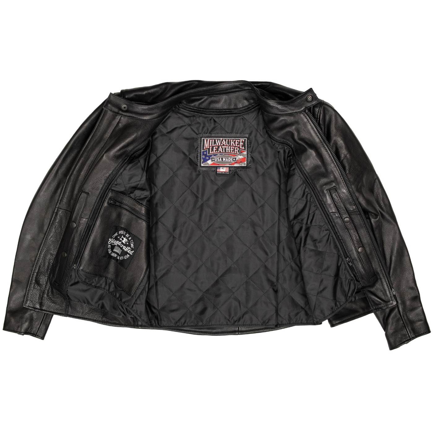 Milwaukee Leather USA MADE MLJKM5001 Men's Black Road Racer Premium Leather Motorcycle Jacket
