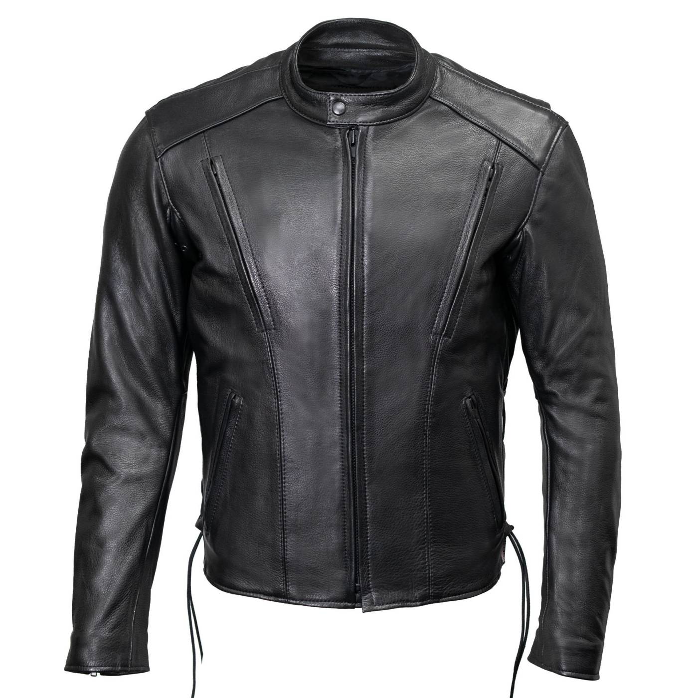 Milwaukee Leather USA MADE MLJKM5002 Men's Black Air Stream Vented Premium Leather Motorcycle Jacket with Side Laces