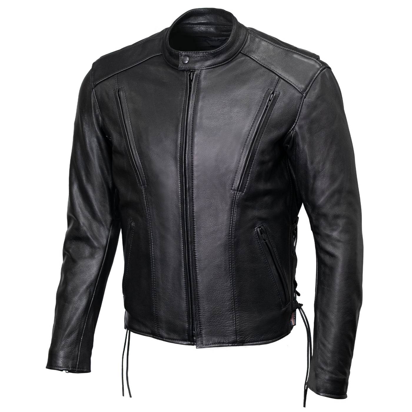 Milwaukee Leather USA MADE MLJKM5002 Men's Black Air Stream Vented Premium Leather Motorcycle Jacket with Side Laces