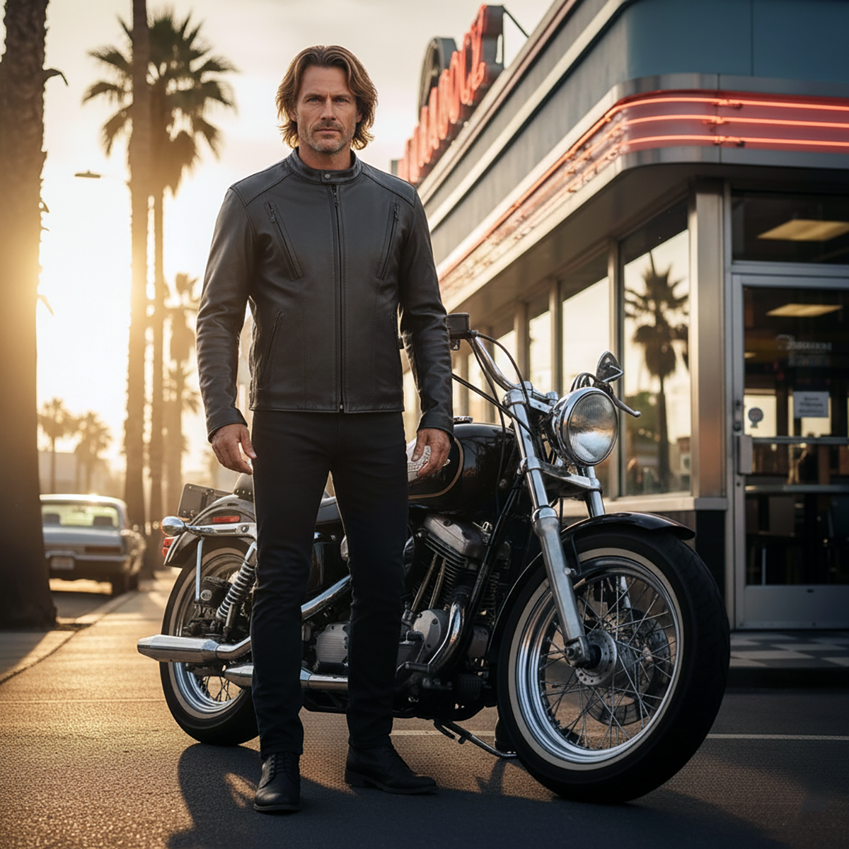 Milwaukee Leather USA MADE MLJKM5002 Men's Black Air Stream Vented Premium Leather Motorcycle Jacket with Side Laces
