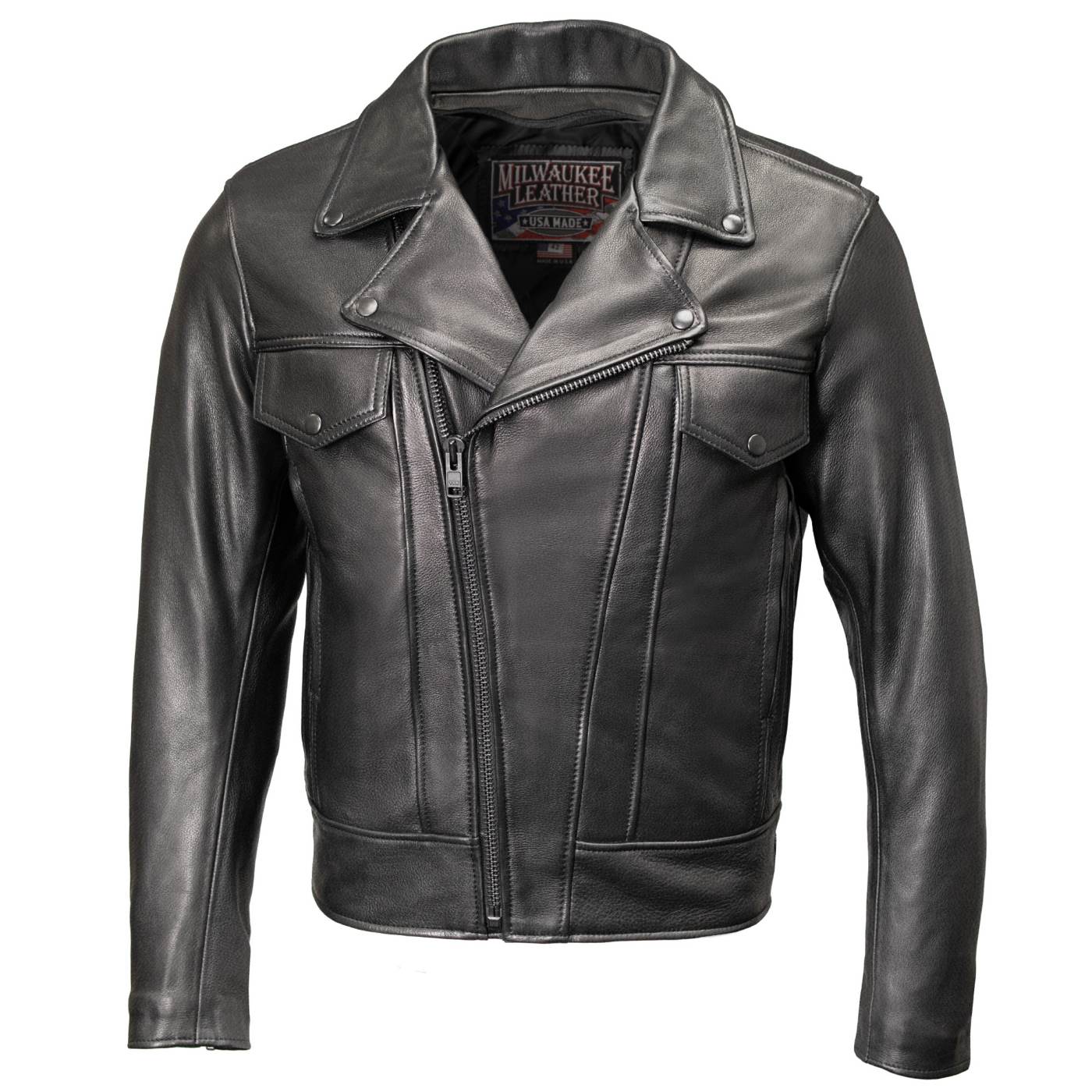 Milwaukee Leather USA MADE MLJKM5008 Men's Black Revolve Premium Leather Vented Motorcycle Jacket