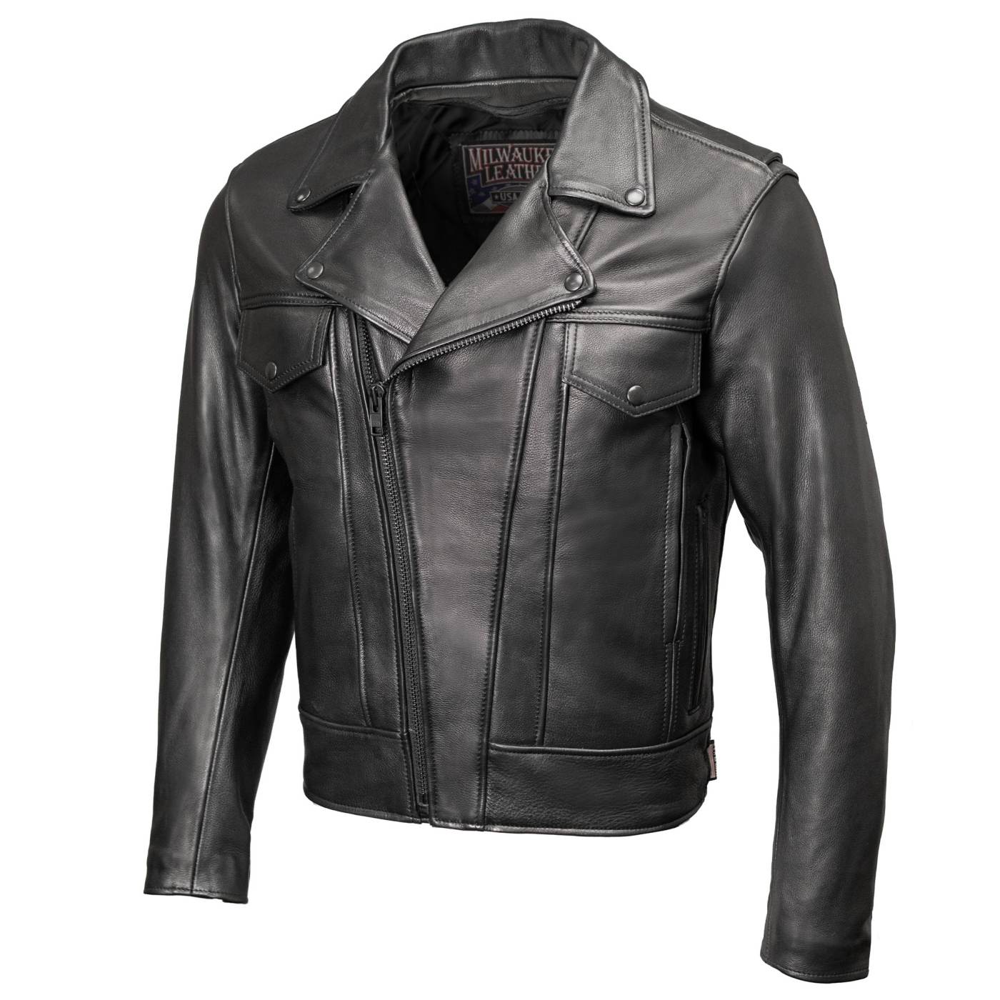 Milwaukee Leather USA MADE MLJKM5008 Men's Black Revolve Premium Leather Vented Motorcycle Jacket