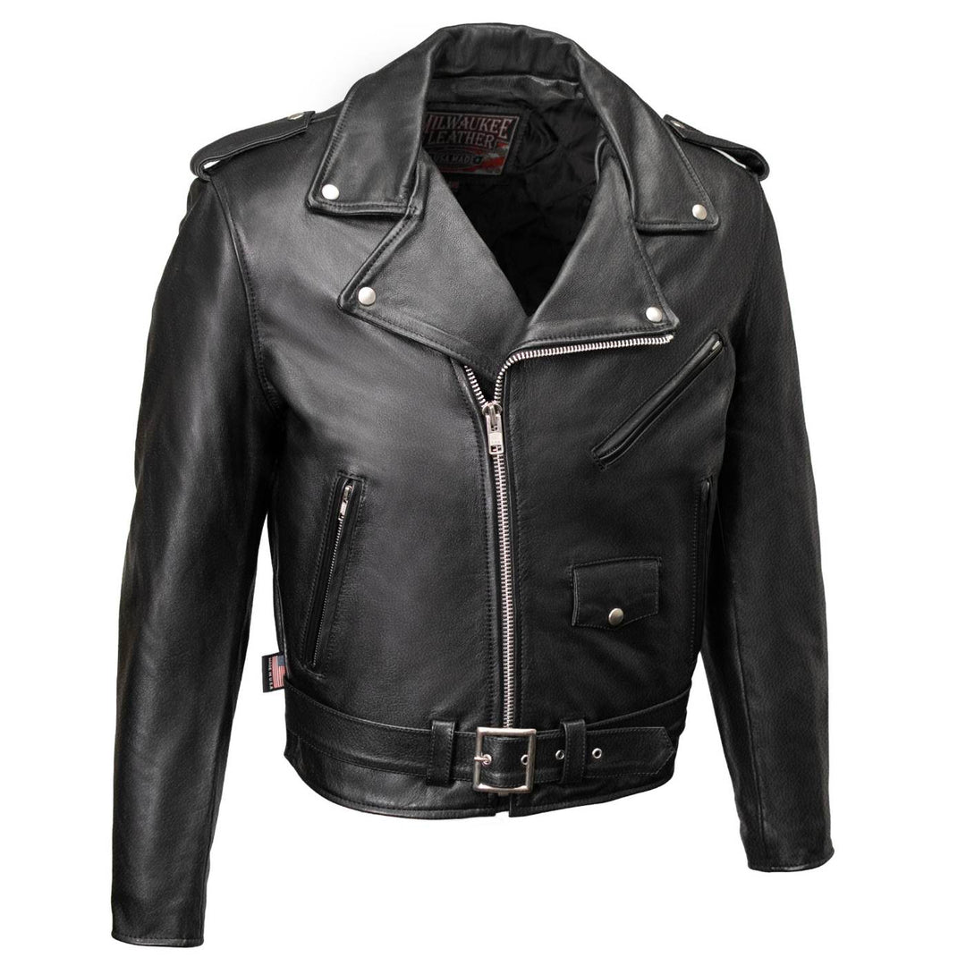 Milwaukee Leather USA MADE MLJKM5009 Men's Black The Dean Premium Leather Throwback Motorcycle Jacket