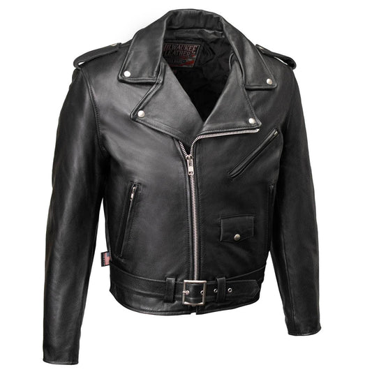 Milwaukee Leather USA MADE MLJKM5009 Men's Black The Dean Premium Leather Throwback Motorcycle Jacket