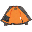 Milwaukee Leather MLL2502 Women's 'Laser Cut' Distressed Black and Orange Scuba Style Racer Jacket