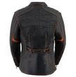 Milwaukee Leather MLL2502 Women's 'Laser Cut' Distressed Black and Orange Scuba Style Racer Jacket